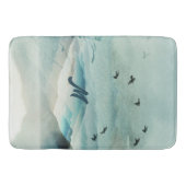Calm Monogrammed Natuur Waterverf Mountain Scene Badmat (Voorkant)