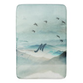 Calm Monogrammed Natuur Waterverf Mountain Scene Badmat (Voorkant Verticaal)