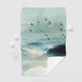 Calm Monogrammed Natuur Waterverf Mountain Scene Golfhanddoek (Insitu)