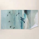 Calm Monogrammed Natuur Waterverf Mountain Scene Strandlaken (Voorkant)