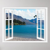 Calm Mountain Lake Artificial Window View Poster (Voorkant)