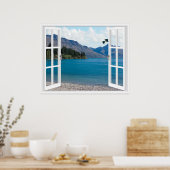 Calm Mountain Lake Artificial Window View Poster (Keuken)