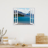 Calm Mountain Lake Artificial Window View Poster (Keuken)