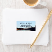 Calm Mountain Lake Bos Landschap Etiket (Insitu)