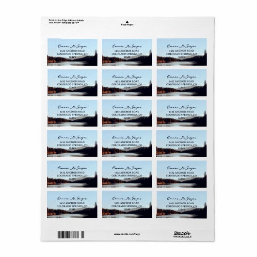 Calm Mountain Lake Bos Landschap Etiket (Full Sheet)