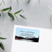 Calm Mountain Lake Bos Landschap Etiket