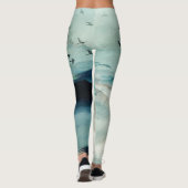 Calm Natuur Waterverf Mountain Scene Leggings (Achterkant)