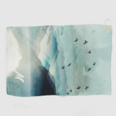 Calm Natuur Waterverf Mountain Scene Monogrammed Golfhanddoek (Horizontaal)