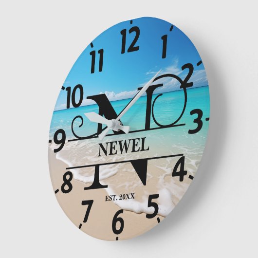 Calm Ocean Beach N Monogram Grote Klok (Hoek)