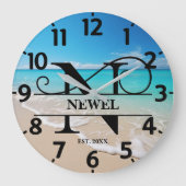 Calm Ocean Beach N Monogram Grote Klok (Voorkant)