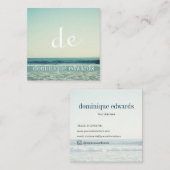 Calm Ocean Wave Beach Scene Modern Monogram Vierkante Visitekaartje (Voorkant / Achterkant)
