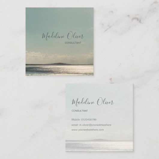 Calm Ocean Zee Travel Modern Stijlvolle Profession Vierkante Visitekaartje (Voorkant / Achterkant)