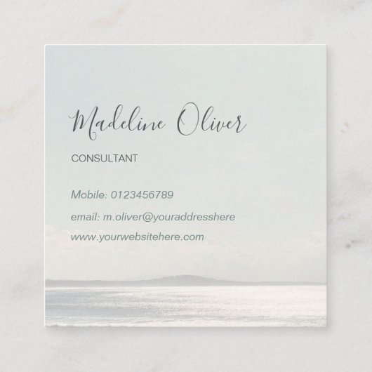 Calm Ocean Zee Travel Modern Stijlvolle Profession Vierkante Visitekaartje (Achterkant)