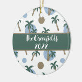 Calm Palm Trees Custom Holiday Ceramic Ornament (Links)
