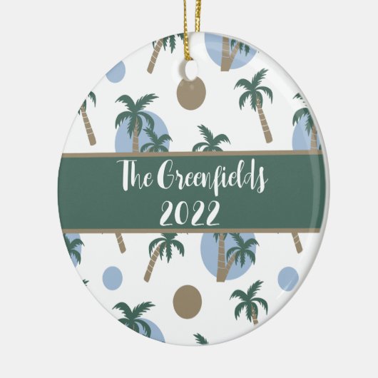 Calm Palm Trees Custom Holiday Ceramic Ornament (Links)