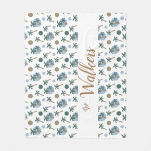 Calm Palm Trees en Stippen gepersonaliseerde Tropi Fleece Deken