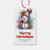 Calm Personalized Kids Gift Tag Christmas Snowman  Cadeaulabel (Voorkant)