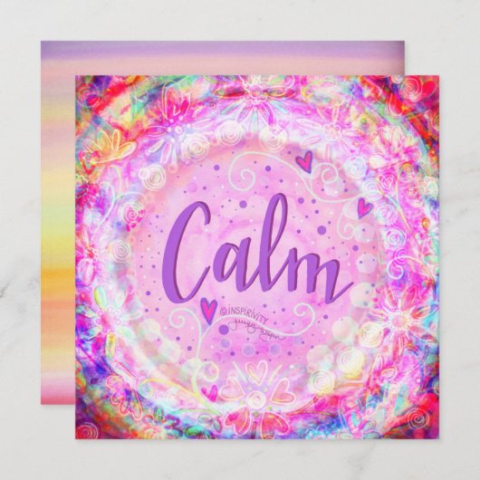 Calm Pink Floral Inspirerend  Bedankkaart (Voorkant / Achterkant)