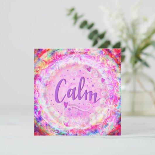 Calm Pink Floral Inspirerend  Bedankkaart (Staand voorkant)
