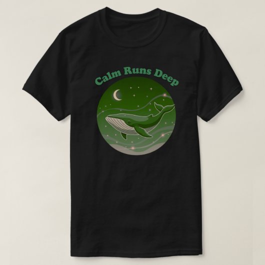 Calm Runs Deep Minimal Whale Ocean Mindfulness T-shirt (Design voorkant)