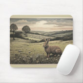 Calm Sage Groene Print van Platteland en Konijn Muismat (Met muis)