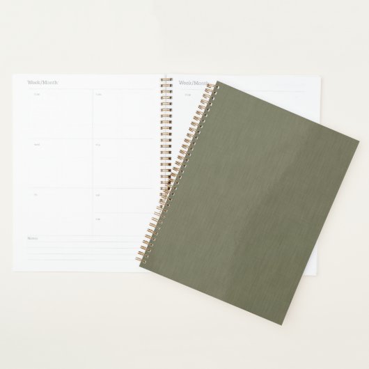 Calm & simple olive green textured background planner (Display)