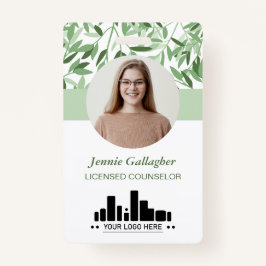 Calm Soft Green Greenery Round ID Photo Logo Badge