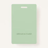 Calm Soft Green Greenery Round ID Photo Logo Badge (Achterkant)