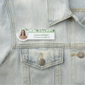 Calm Soft Green Greenery Round ID Photo Naamplaatje (In situ)