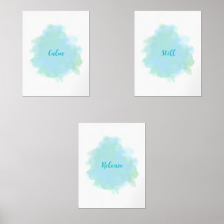 Calm Still Release Wall Art 3 set blauw groen