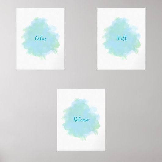 Calm Still Release Wall Art 3 set blauw groen (Voorkant)