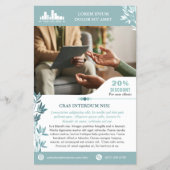 Calm Teal Leaves Wellness Promo Small Business Flyer (Voorkant)
