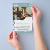 Calm Teal Leaves Wellness Promo Small Business Flyer (Hand)