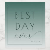 Calm Teal Minimalist Calligraphy Wijn Etiket (Enkel label)