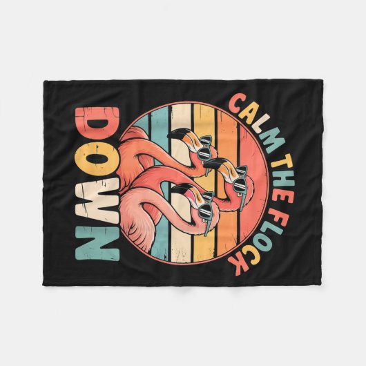 Calm The Flock Down Flamingo  Fleece Deken (Voorkant (Horizontaal))
