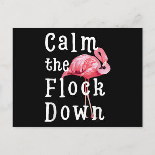 Calm The Flock Down Flamingo Girl  Funny Flamingo Aankondigingskaart