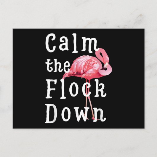 Calm The Flock Down Flamingo Girl |Funny Flamingo Aankondigingskaart (Voorkant)