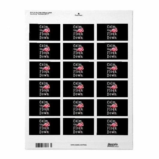 Calm The Flock Down Flamingo Girl |Funny Flamingo Etiket (Full Sheet)