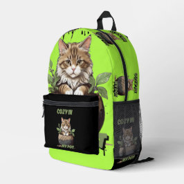 Calm Tones Cozy Cat Whimsy Bedrukte Rugzak