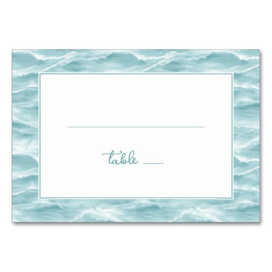 Calm Turquoise Nautical Wave Border Kaart (Voorkant)