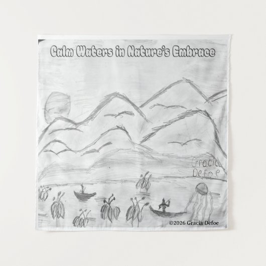 'Calm Waters in Nature's Embrace' Tapestry Wandkleed (Voorkant)