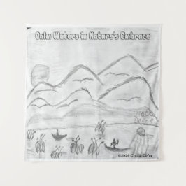 'Calm Waters in Nature's Embrace' Tapestry Wandkleed