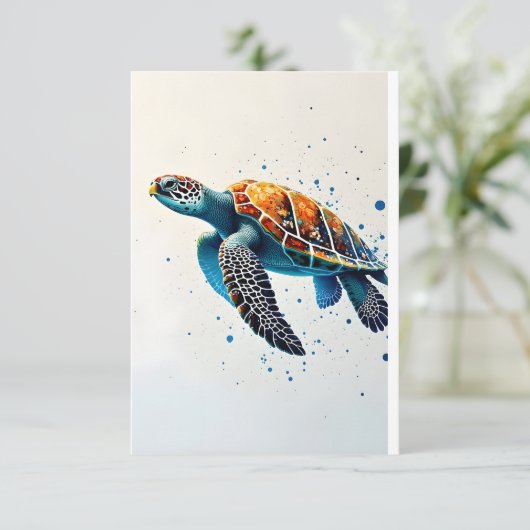 Calm Waters: Vier Zee schildpadden met de oceaan Bedankkaart (Staand voorkant)