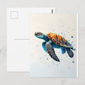 Calm Waters: Vier Zee schildpadden met de oceaan Briefkaart (Voorkant / Achterkant)