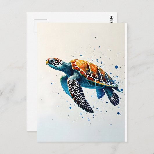 Calm Waters: Vier Zee schildpadden met de oceaan Briefkaart (Voorkant / Achterkant)