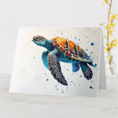 Calm Waters: Vier Zee schildpadden met de oceaan Kaart (Gele Bloem)