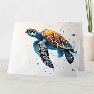 Calm Waters: Vier Zee schildpadden met de oceaan Kaart