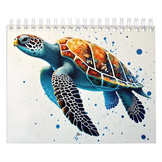 Calm Waters: Vier Zee schildpadden met de oceaan Kalender (Hoes)