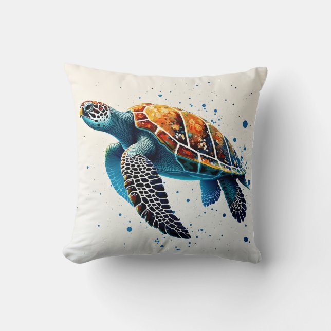 Calm Waters: Vier Zee schildpadden met de oceaan Kussen (Voorkant)