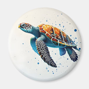 Calm Waters: Vier Zee schildpadden met de oceaan Magneet